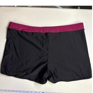 Holipick Shorts Style Swim Bottom Size 24W in Black With Burgundy Trim
